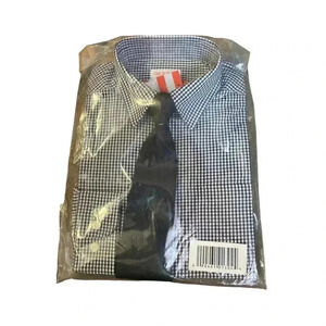 CAT & JACK BOYS DRESS SHIRT WITH TIE SIZE SMALL BLACK CHECK
